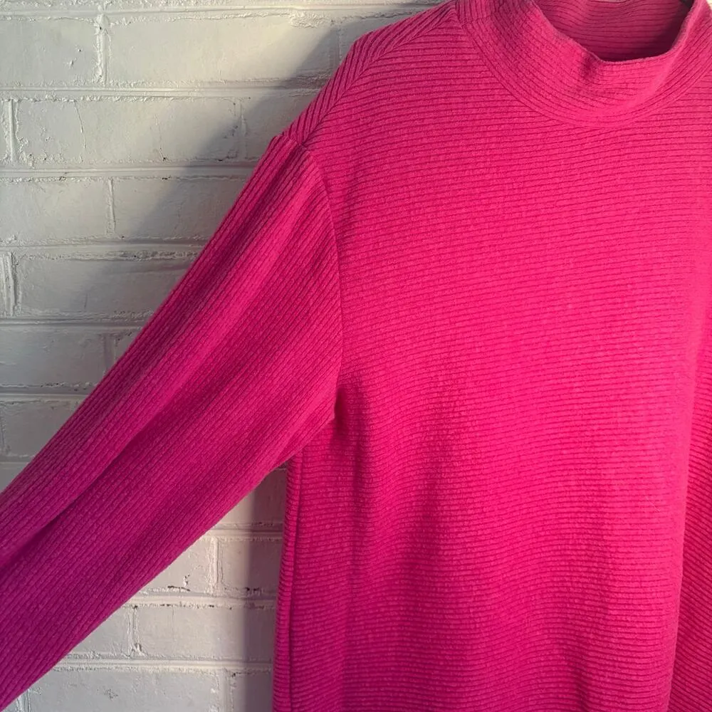 Lane Bryant Hot Pink Ribbed Turtleneck Sweater 14/16 Tunic Coquette Feminine - Image 4