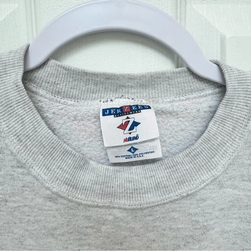 Vintage JERZEES Gray Salem Massachusetts Sweatshirt LARGE - Image 3