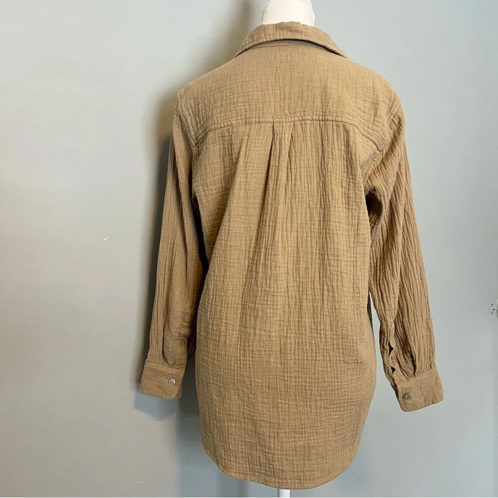 Aritzia Wilfred Free Sail Gauze Button Down Shirt Size 2XS Tan - Image 6