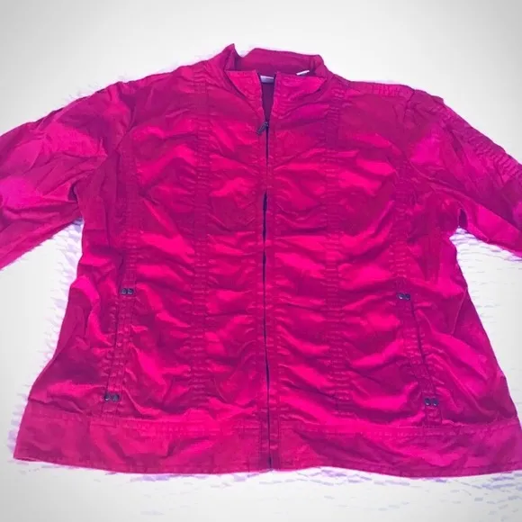 Chico’s Hot Pink Ruched Casual Jacket Size Medium - Image 2