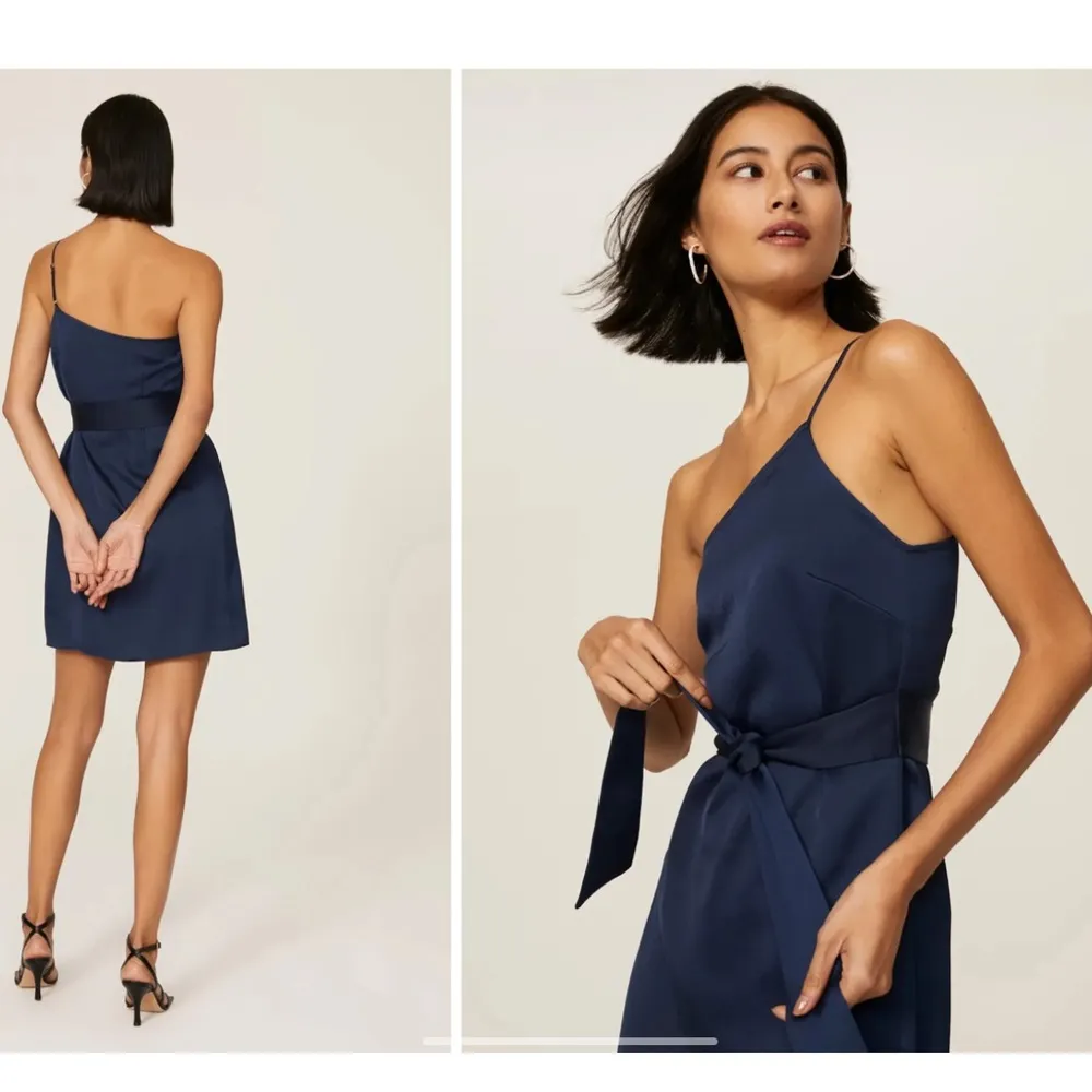 Marissa Webb One Shoulder Tie Dress Blue Size 2 - Image 3