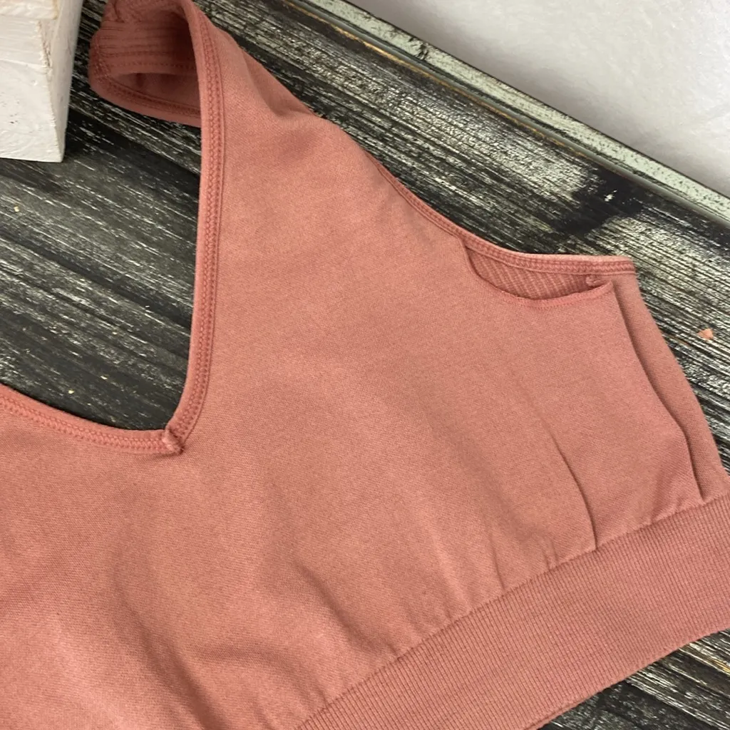 Savvi Tan Ribbed Cropped Athletic Sport Bra Top NEW S - Image 3