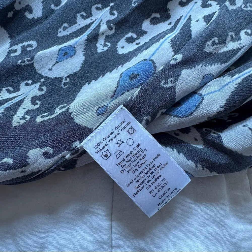 Rujuta Sheth Cinched Kaftan Dress Size O/S Blue Ikat Print - Image 5