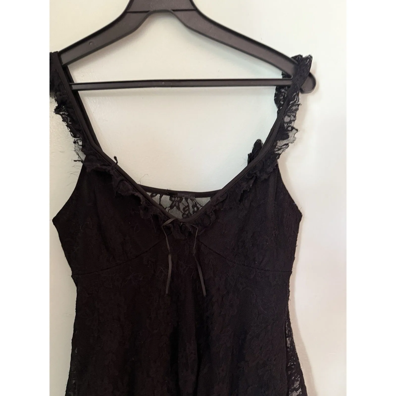 Vtg Layered Lace Tank Top Size M Black Lace Babydoll USA Y2K Grunge Coquette Size M - Image 3
