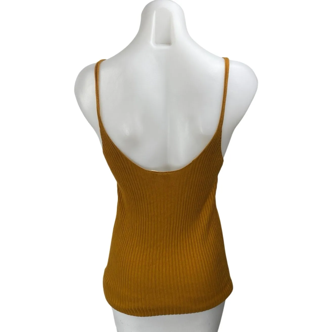 Anthropologie Meadow Rue Gold Ribbed Knit Sleeveless Deep V Neck Tank Top Size M - Image 2
