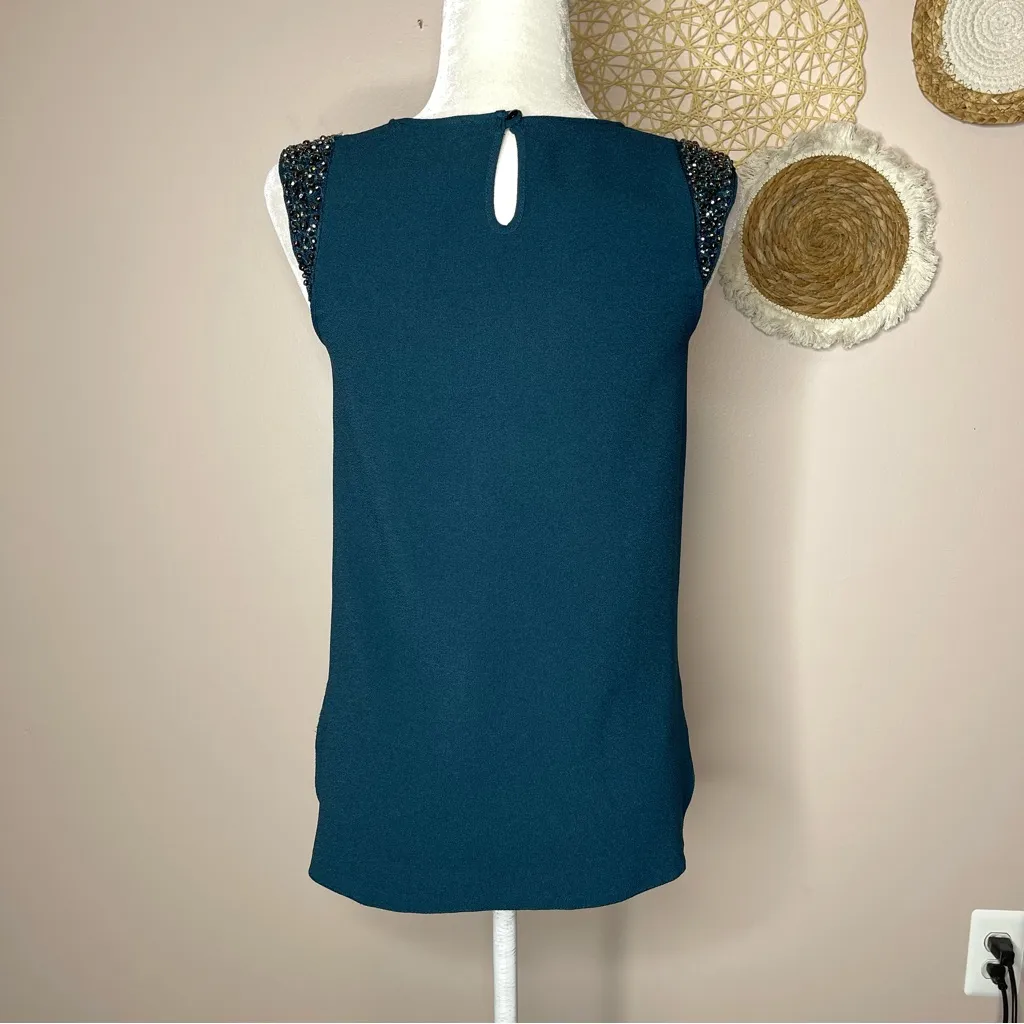 Atmosphere Teal Embellished Shoulder Cap Sleeve Blouse - 2 - Image 5