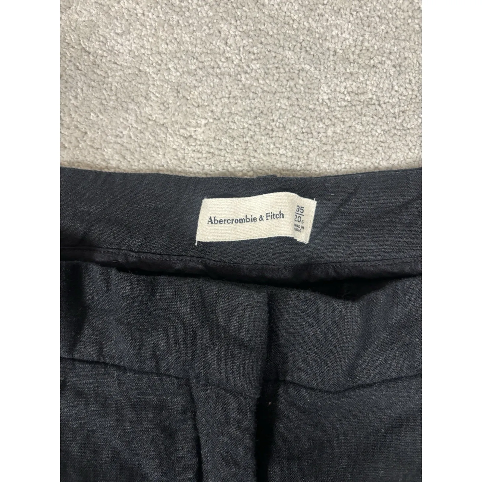 Abercrombie & Fitch Linen Blend Tailored Wide Leg Pant Women 35/20s Black Sloane Size undefined - Image 3