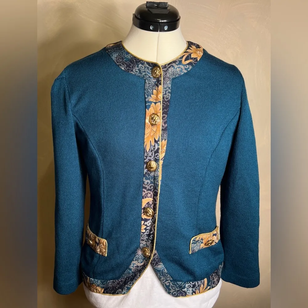 Jeffrey & Dara Petite by Linda Hutley Women’s VTG 3/4 Sleeve sweater,USA|Size:10 Blue - Image 16