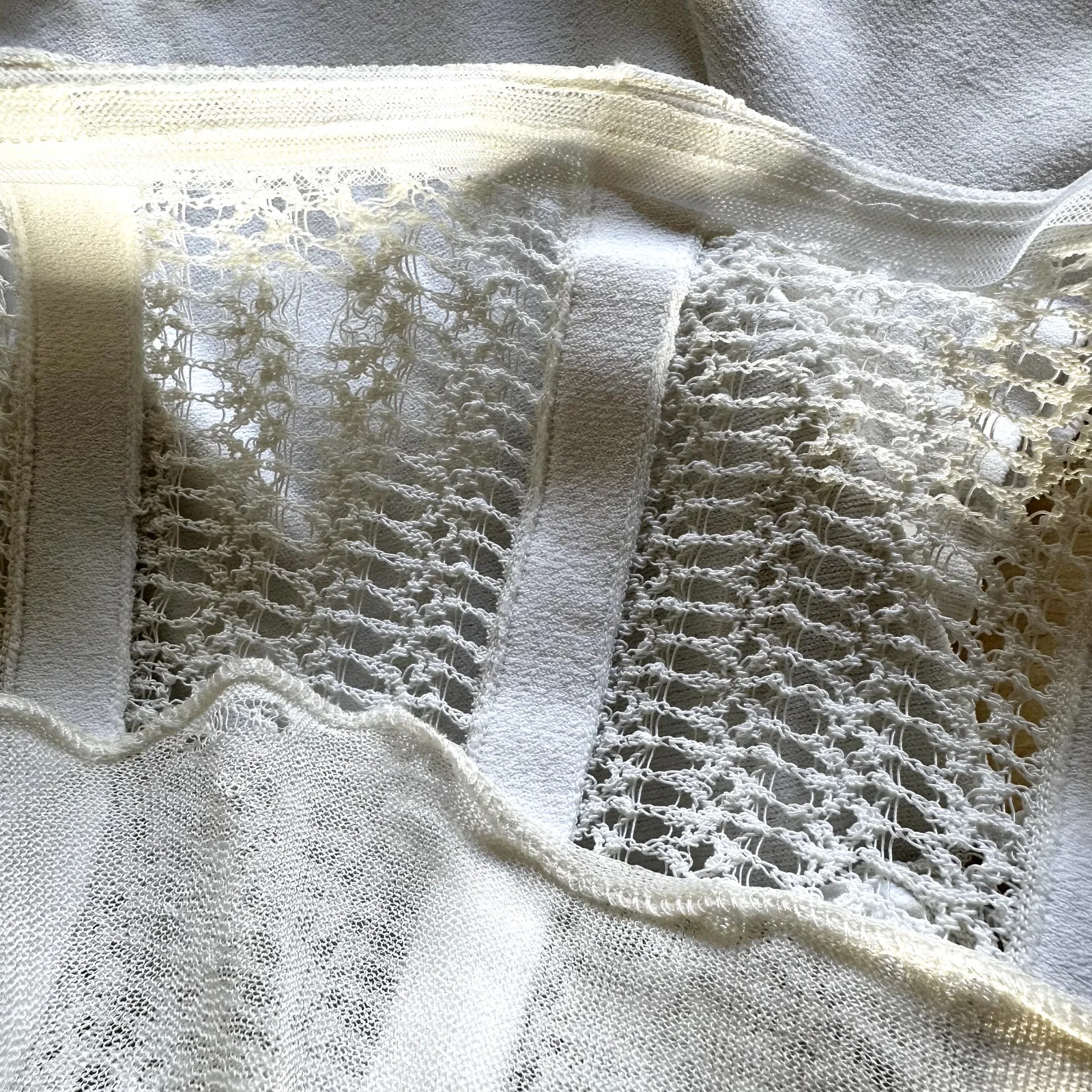 Alaia Fit & Flare Dress Pleated Eyelet Knit Crew Neck Viscose Silk White 40 8 L Size L - Image 3