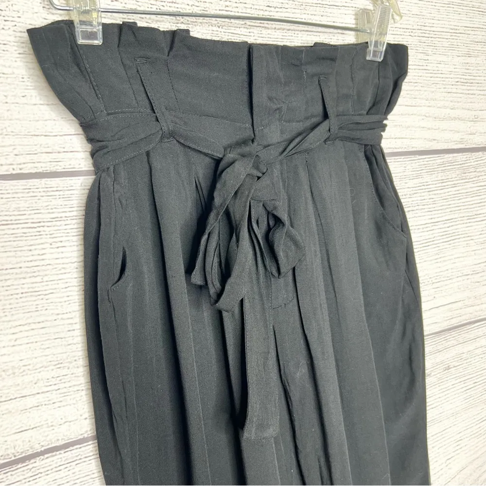 Indigo Rein Black High-Waisted Paper Bag Pants Size 7 - Image 2