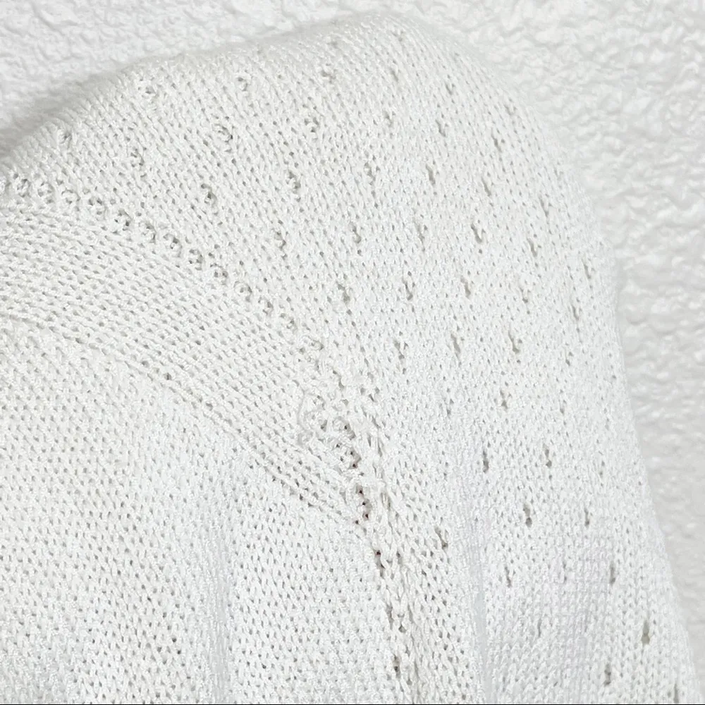 CAbi #5136 Open Knit Tennis Tank Top Womens Size M Sleeveless Sweater Off White - Image 7