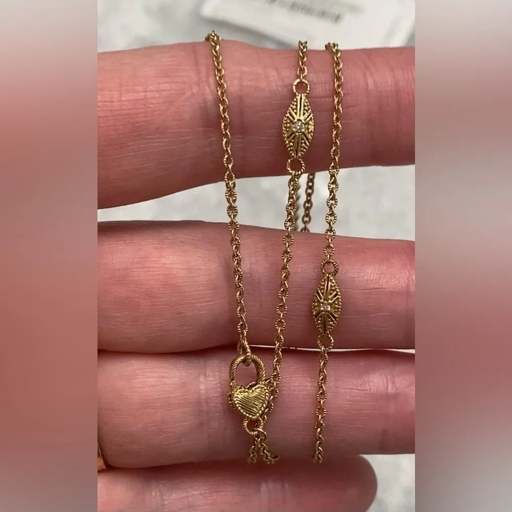 New Judith Ripka 14K Gold & Diamond 18" Station Necklace - Image 2