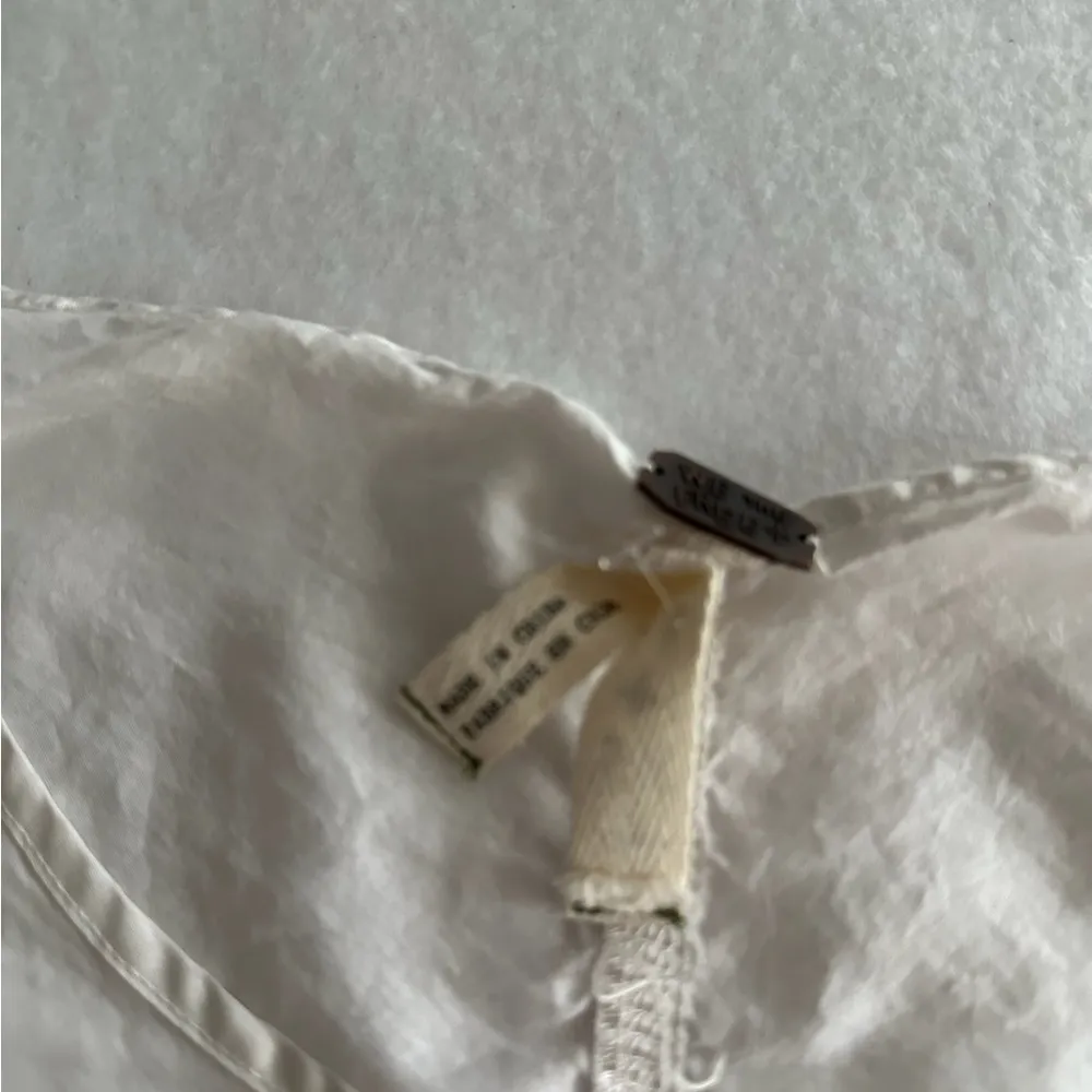 We The Free by Free People White Sheer Cropped Boxy Top Pocket Detail Silk XS - Image 4