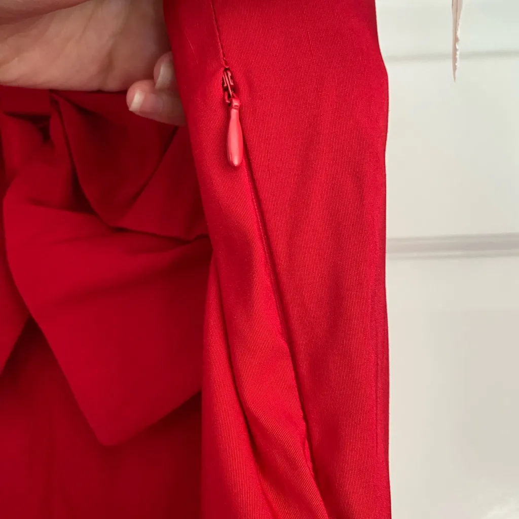 A New Day Sleeveless Bow Silky Red A-Line Fit n Flare Midi Dress 10 Holiday Xmas - Image 4