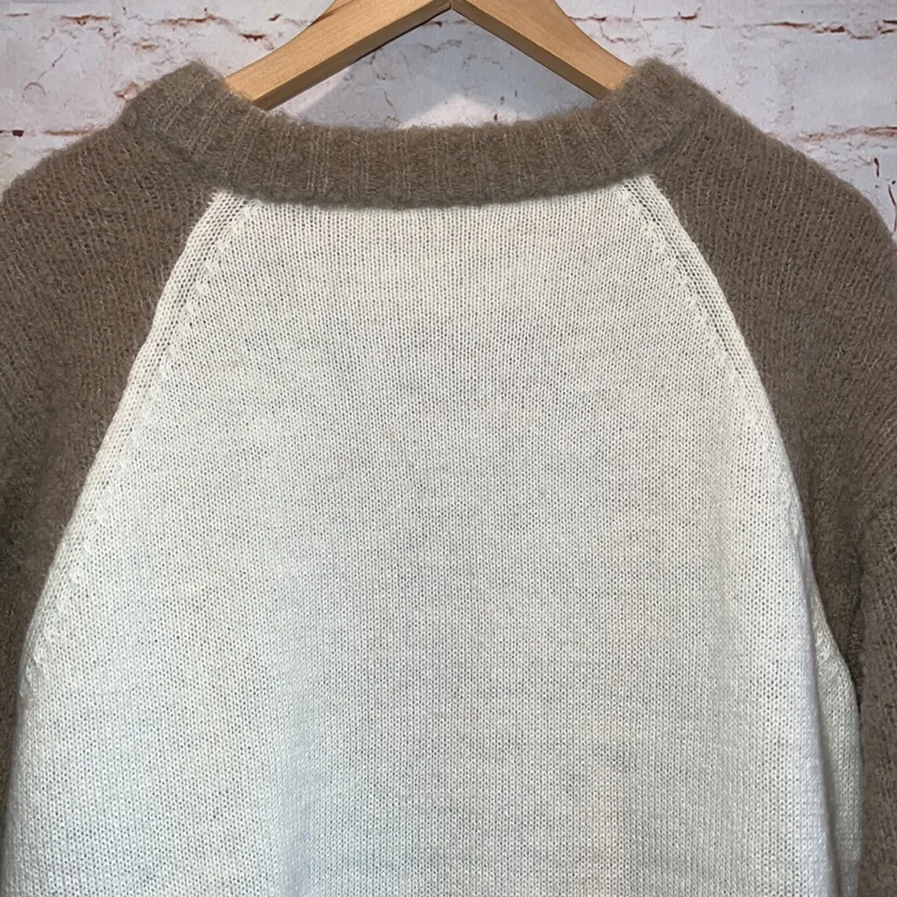 Soft surroundings tundra sweater Color block drop shoulders M oversized tan wool - Image 6