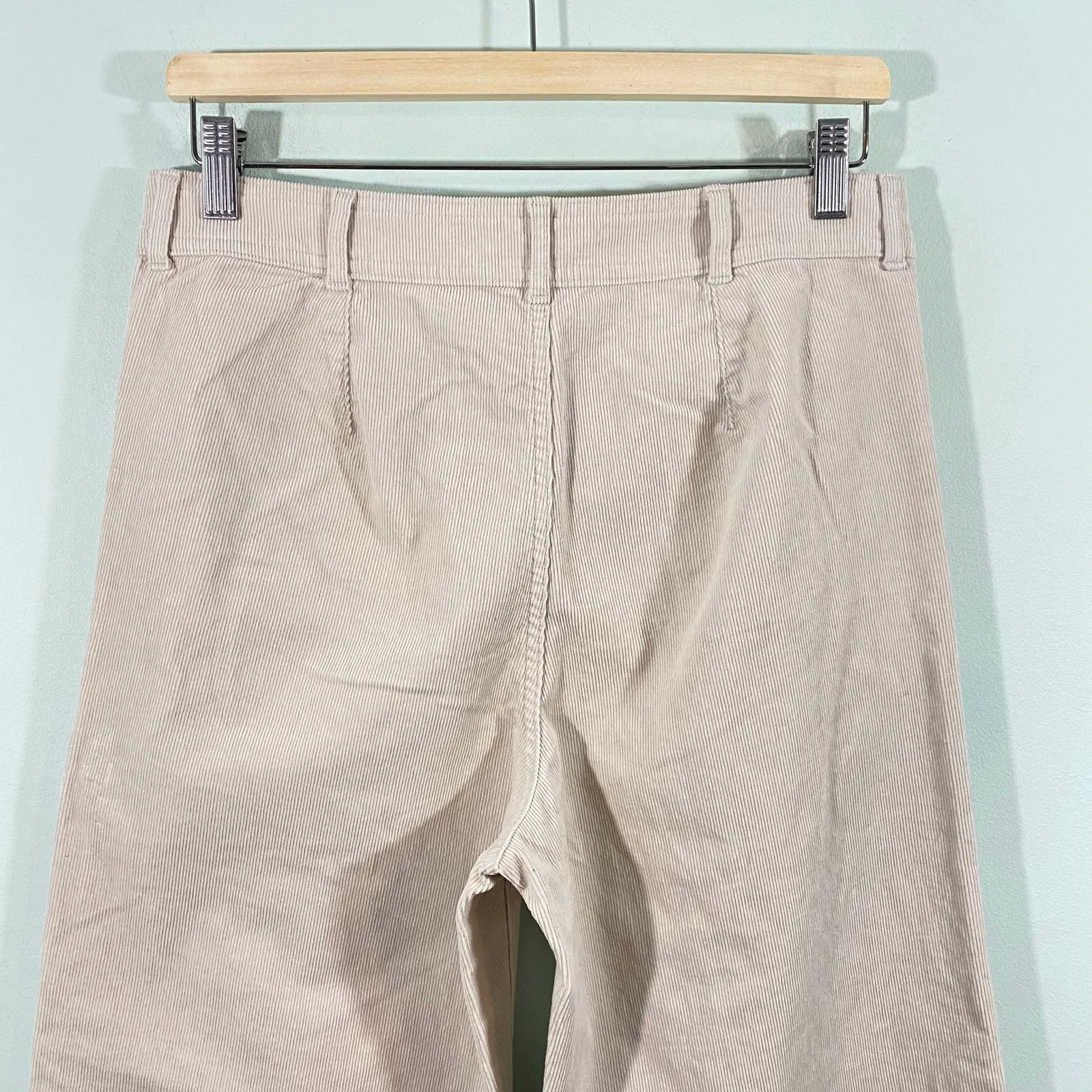 Everlane Women Cream Corduroy Organic Cotton High Rise Wide Leg Pants Size 10 - Image 5