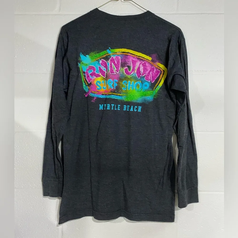 Dark grey Long Sleeve T-Shirt with Colorful Logo Ron Jon small - Image 2