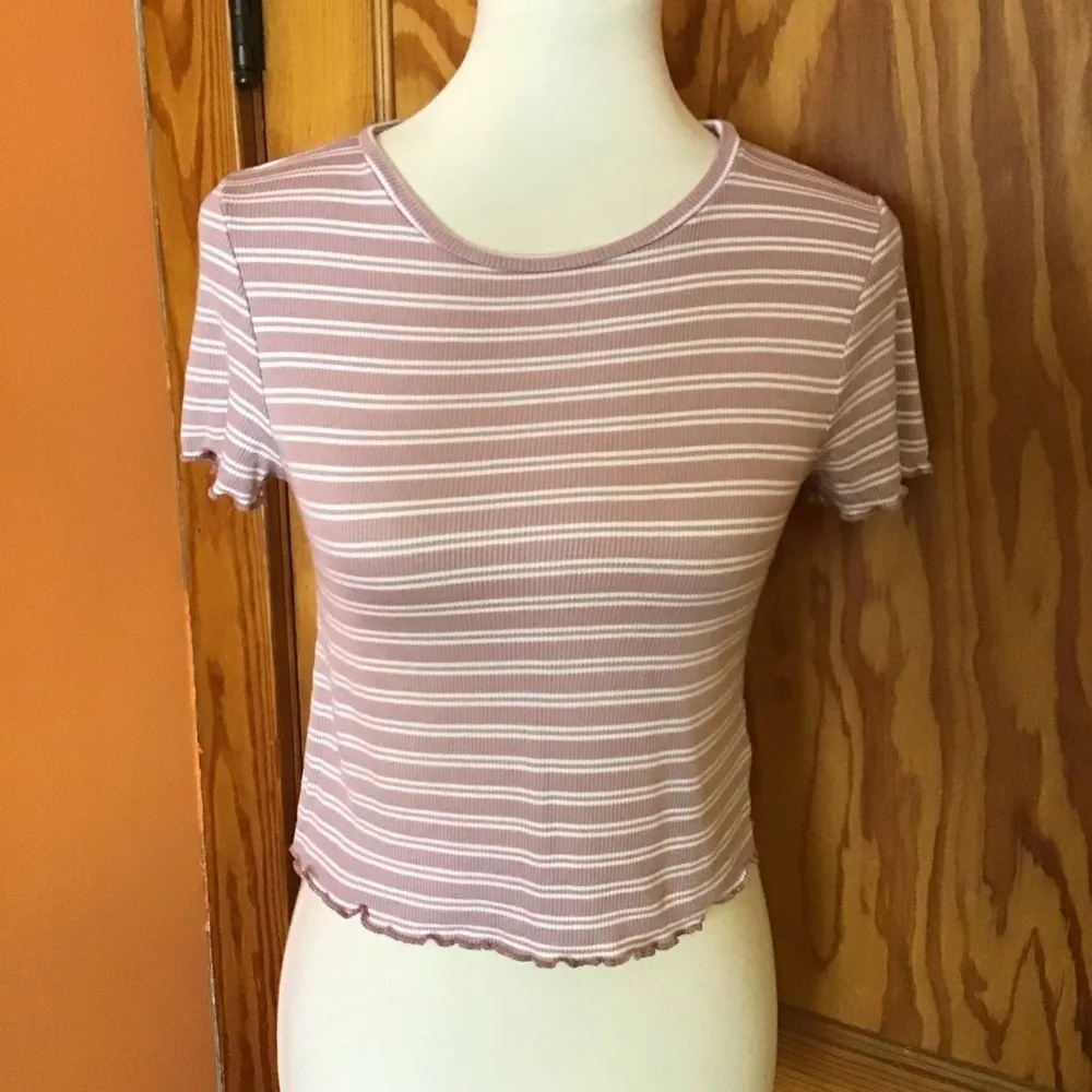 Live in the Moment Pink Striped Ribbed Tee • Lettuce Edge Top - Image 5