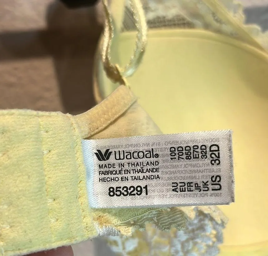 Wacoal Woman’s Yellow Embrace Lace Plunge Bra Convertible back Size 32D - Image 12