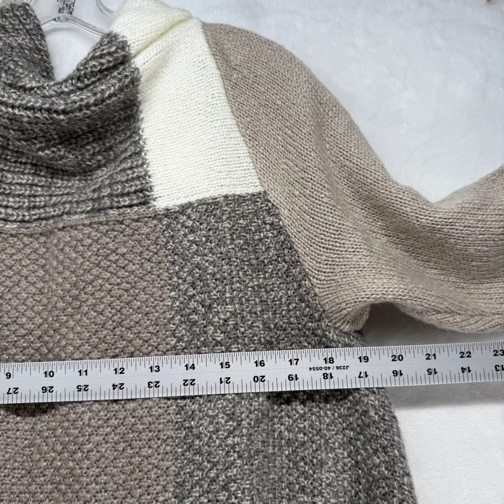 Chico's Open Front Cardigan Patchwork Knit Acrylic Sweater Neutral Size 2P US LP - Image 5