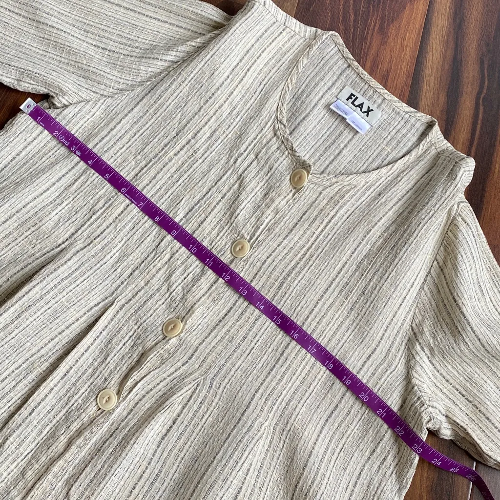 Flax 100% Linen Peplum Style Button Down Long Sleeve Top - Image 6