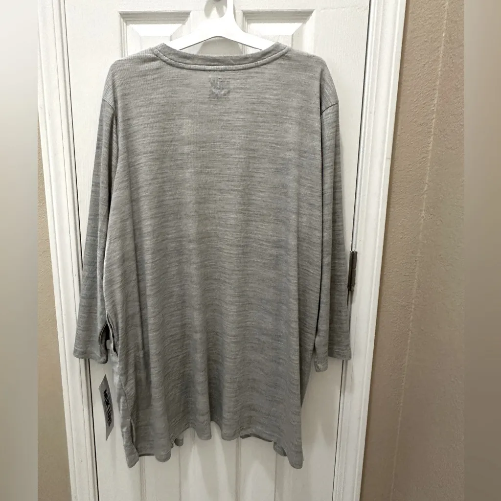 MUK LUKS Women's Cloud Knit Love to Layer Long Sleeve Open Front Cardigan P2X Gray Size 2X - Image 4