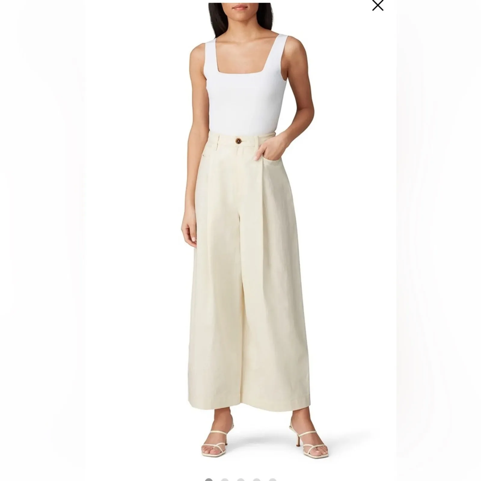 Vince Cream Casual High Rise Wide Cropped Leg Pants 4 - Image 2