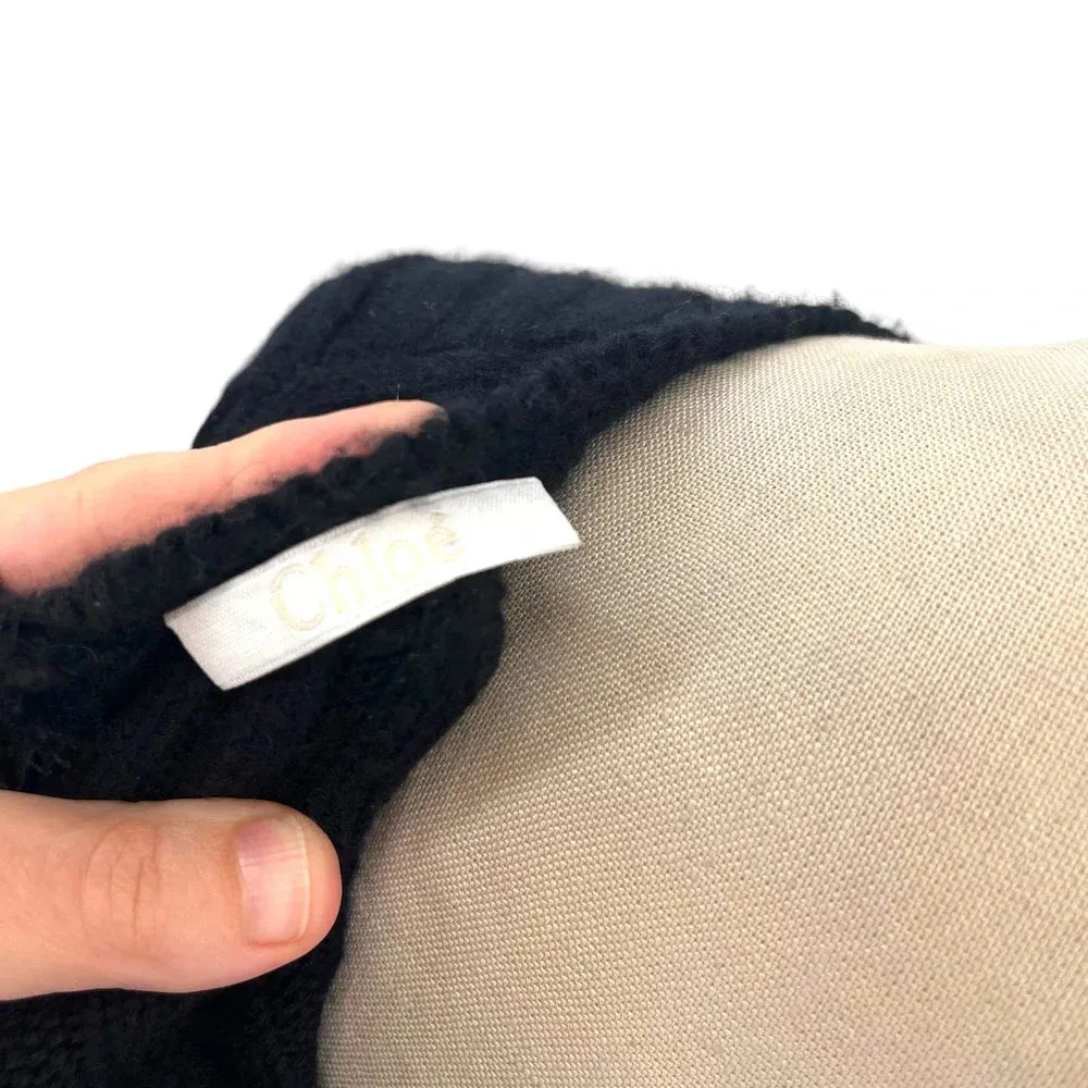 Chloe Black Exposed Zip Half Sleeve Cashmere Sweater Size‎ XS - Image 8