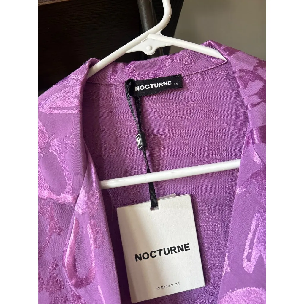 Nocturne Button Down Feathered Shirt Pants Matching Set Lilac Purple Womens Size Size XS - Image 11
