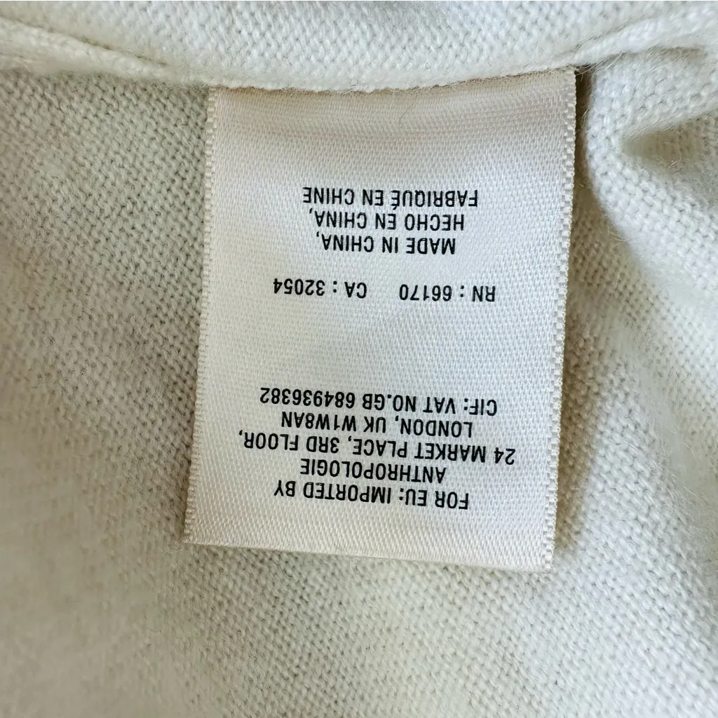 MOTH Anthropologie Ivory Cream Ruffle Sweater Blouse with Sheer Sleeves Size M - Image 11