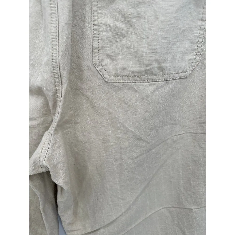 Vintage Express Khaki Pants Women Medium Drawstring Wide Leg Y2K 90s Linen Blend - Image 7