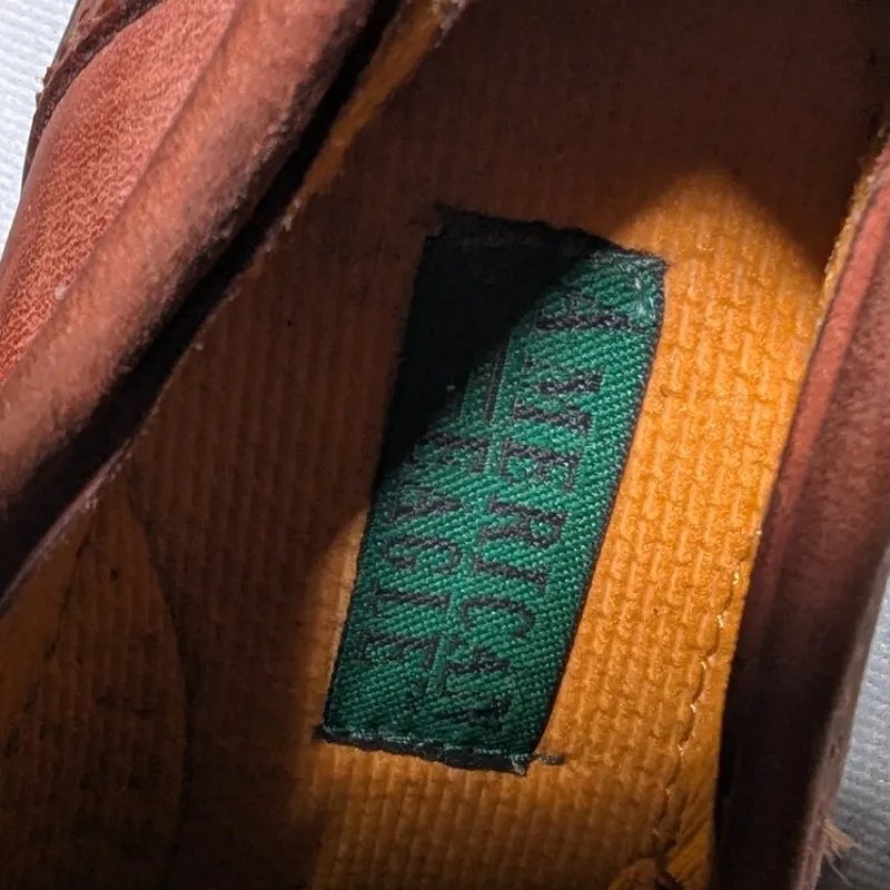 Vtg 1990s American Eagle Light Red Leather Chunky Lace Up Oxford Flats Sz 6.5 - Image 3