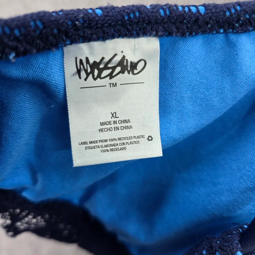 06. Mossimo Blue Floral Lace Ruffle Tie Bikini Swimwear Top XL - Image 6