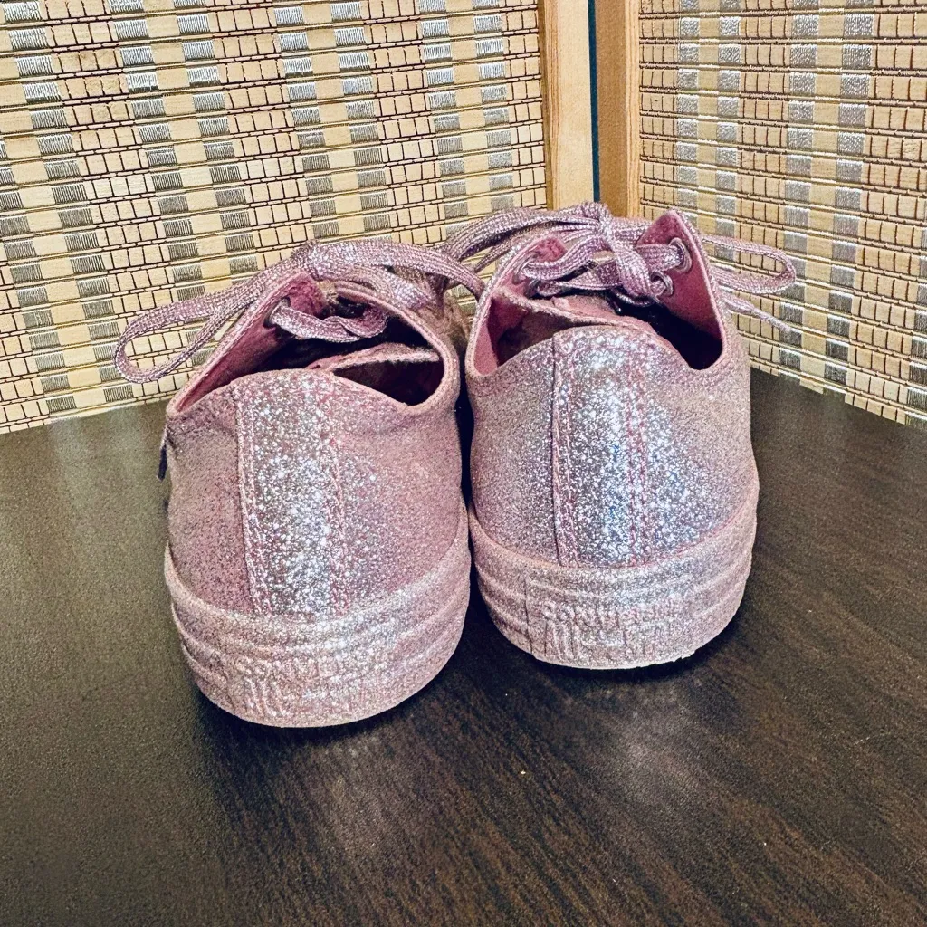 Converse Chuck Taylor All Star Pink Glitter Skater Shoes Low Sneakers Metallic Size 9 - Image 9