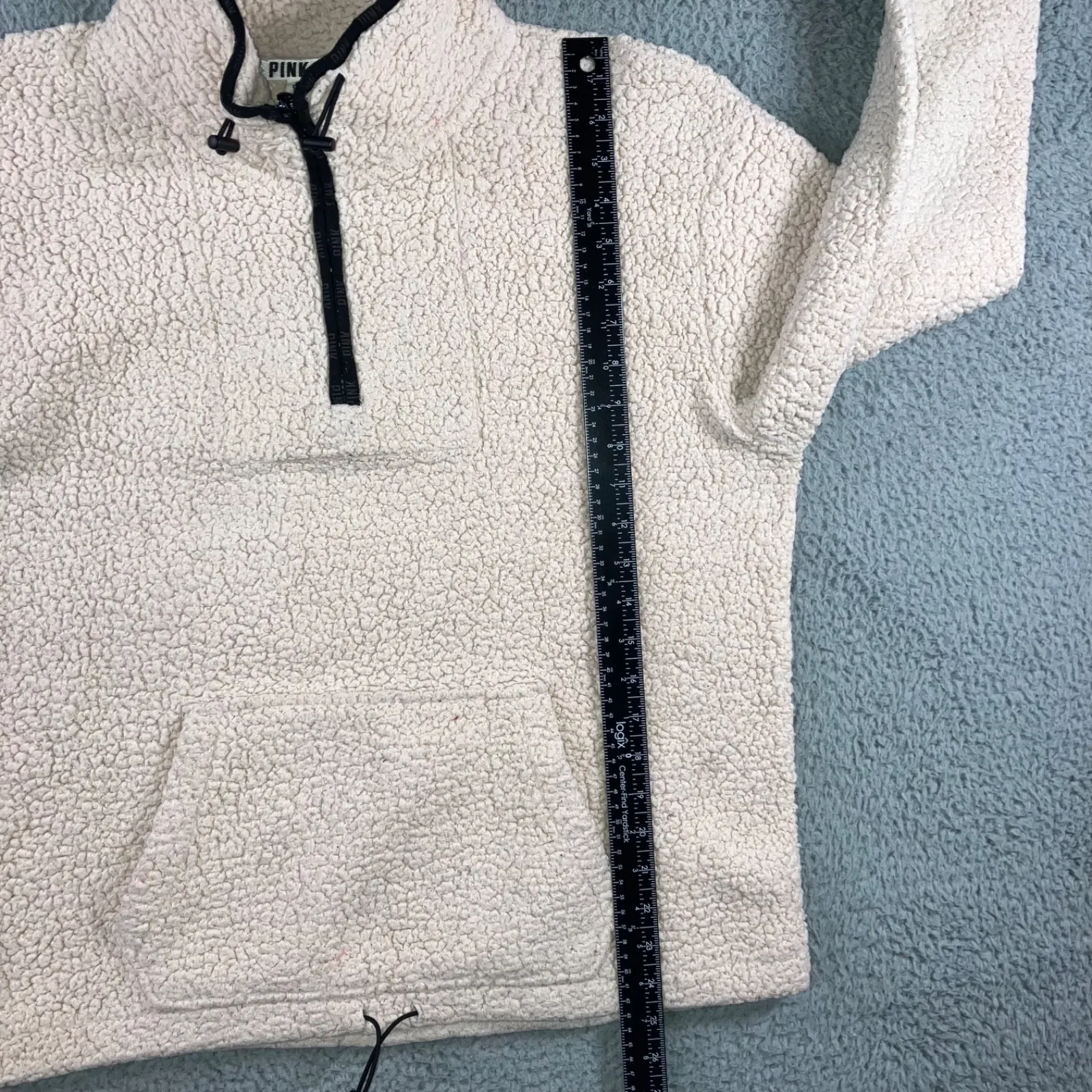 Victoria's Secret Pink Sherpa Pullover Women Medium 1/4‎ Zip Fleece Mock Meck - Image 5