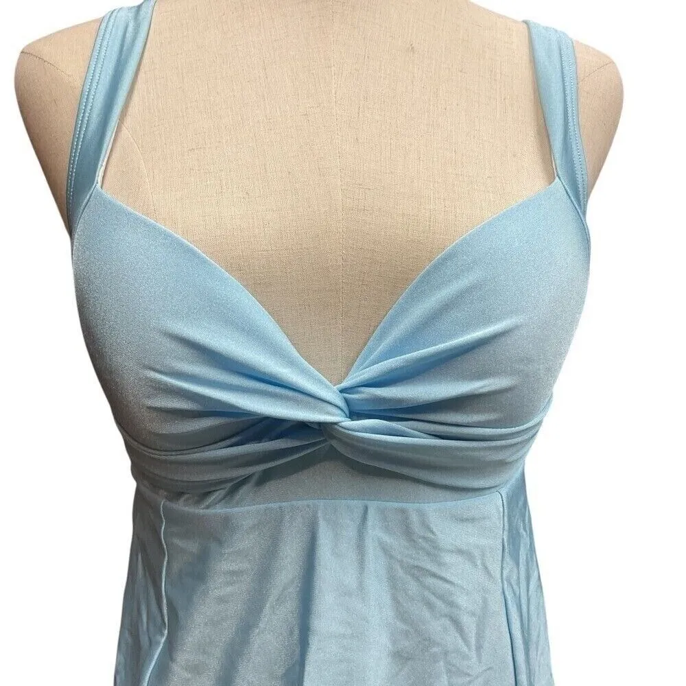 Venus Fit And Flare Swim Dress Size 8 Ice Blue Knotted V Front Modest Swimming‎ - Image 2