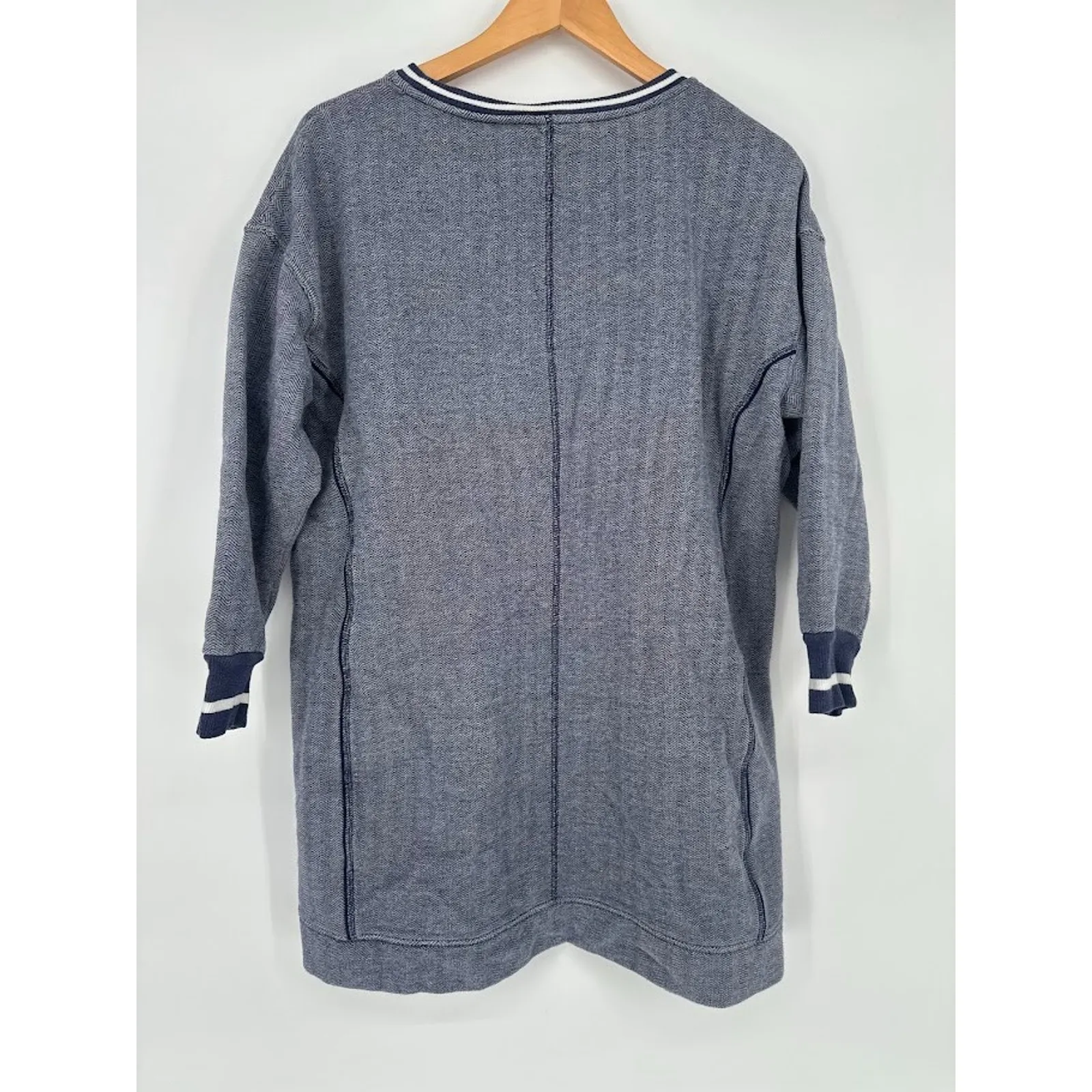 Vineyard Vines Dress XL Blue Varsity Sweatshirt Mini Preppy Coastal Pockets - Image 6