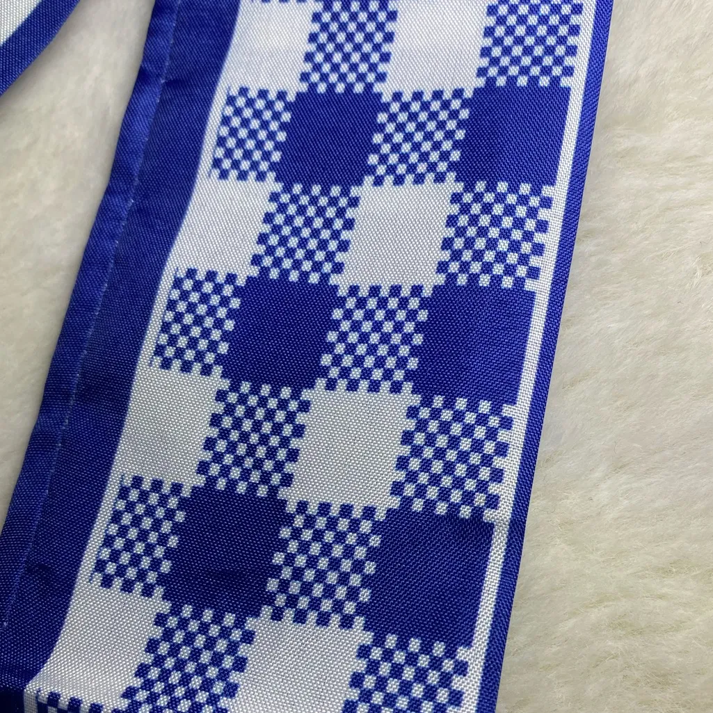 Blue & White Checkered / Plaid Bag Twilly Scarf NEW - Image 4