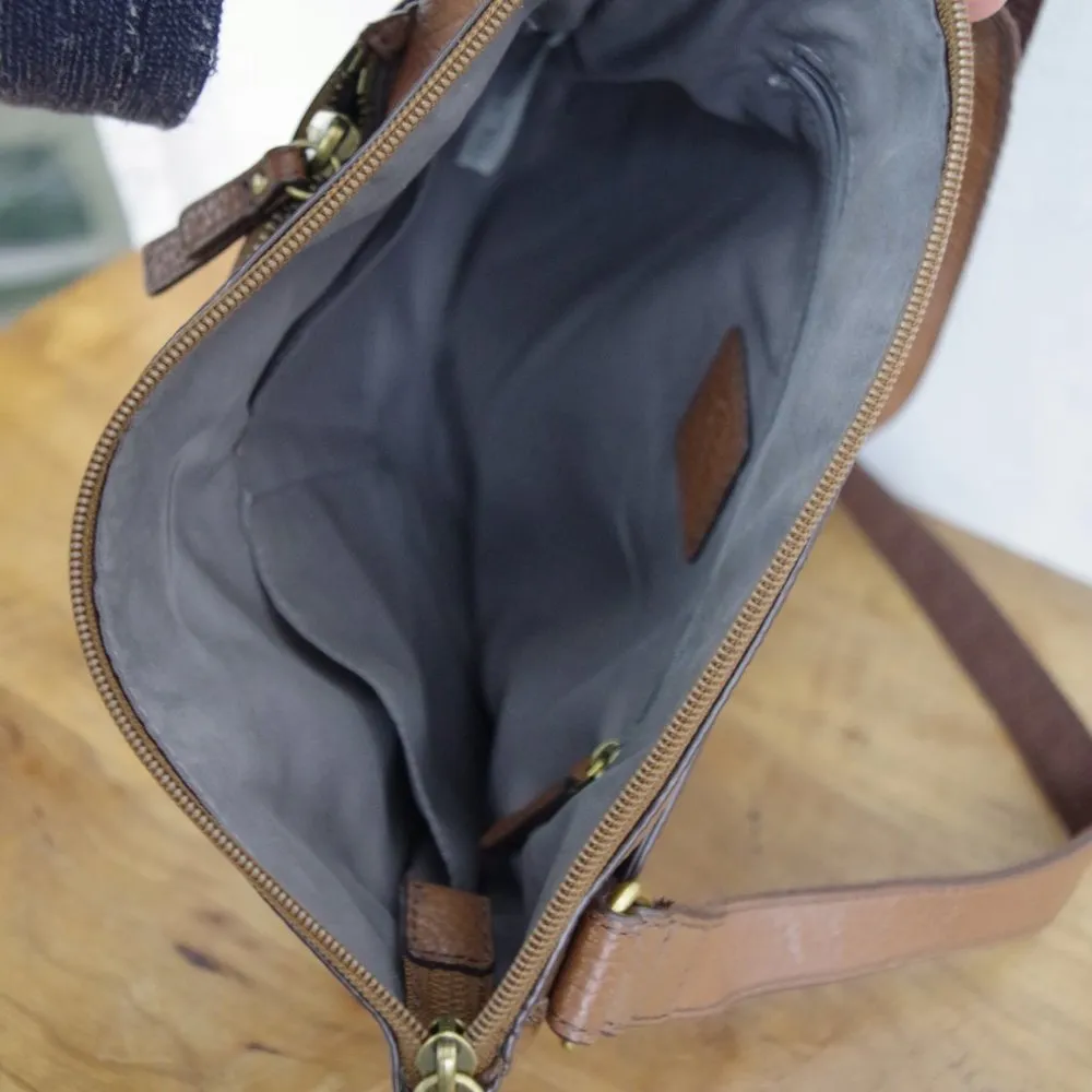 Fossil  Small Brown Pebbled Leather Crossbody Purse - Image 6