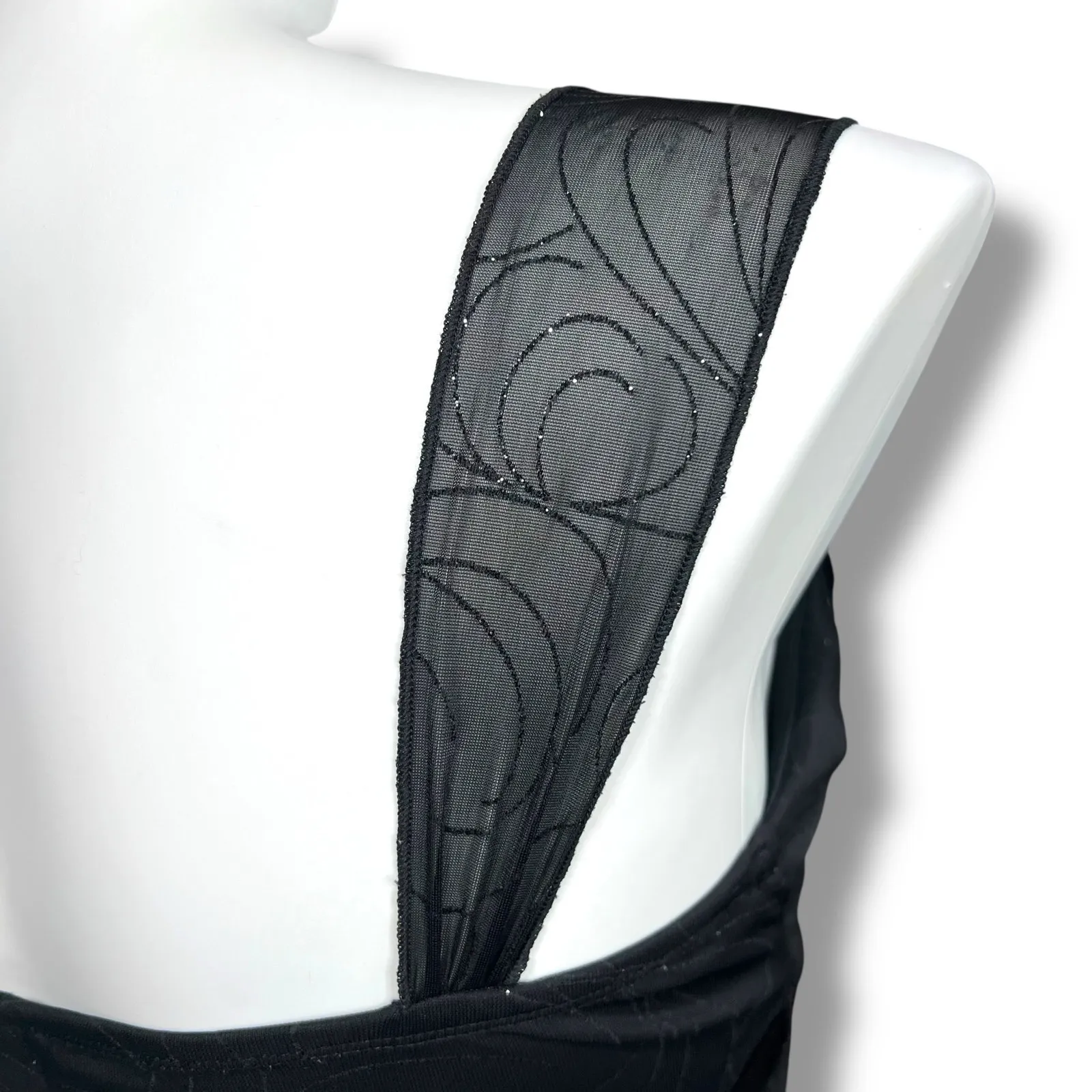 Vintage Y2K Studio Y Womens Blouse Tank Top Empire Waist Satin Tie Glitter XL - Image 5