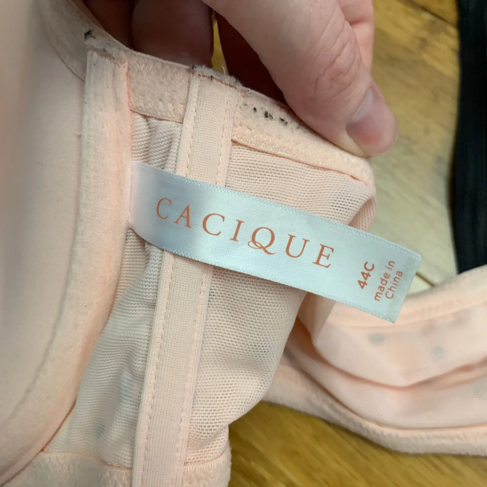 Cacique Boost Plunge Bra Womens Size 44C Polka Dot Front Closure Racerback Pink - Image 5