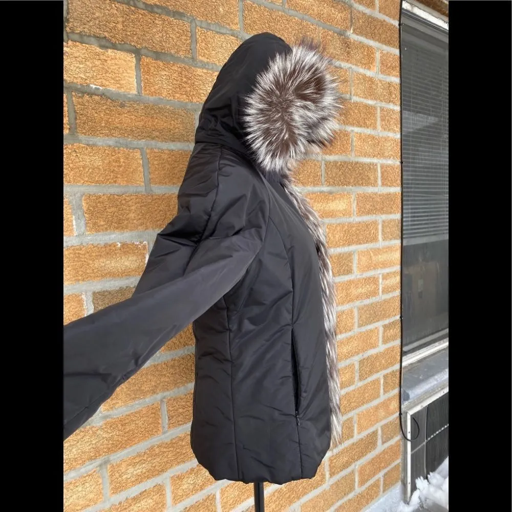 Authentic postcard fox fur jacket size 8 Black - Image 5