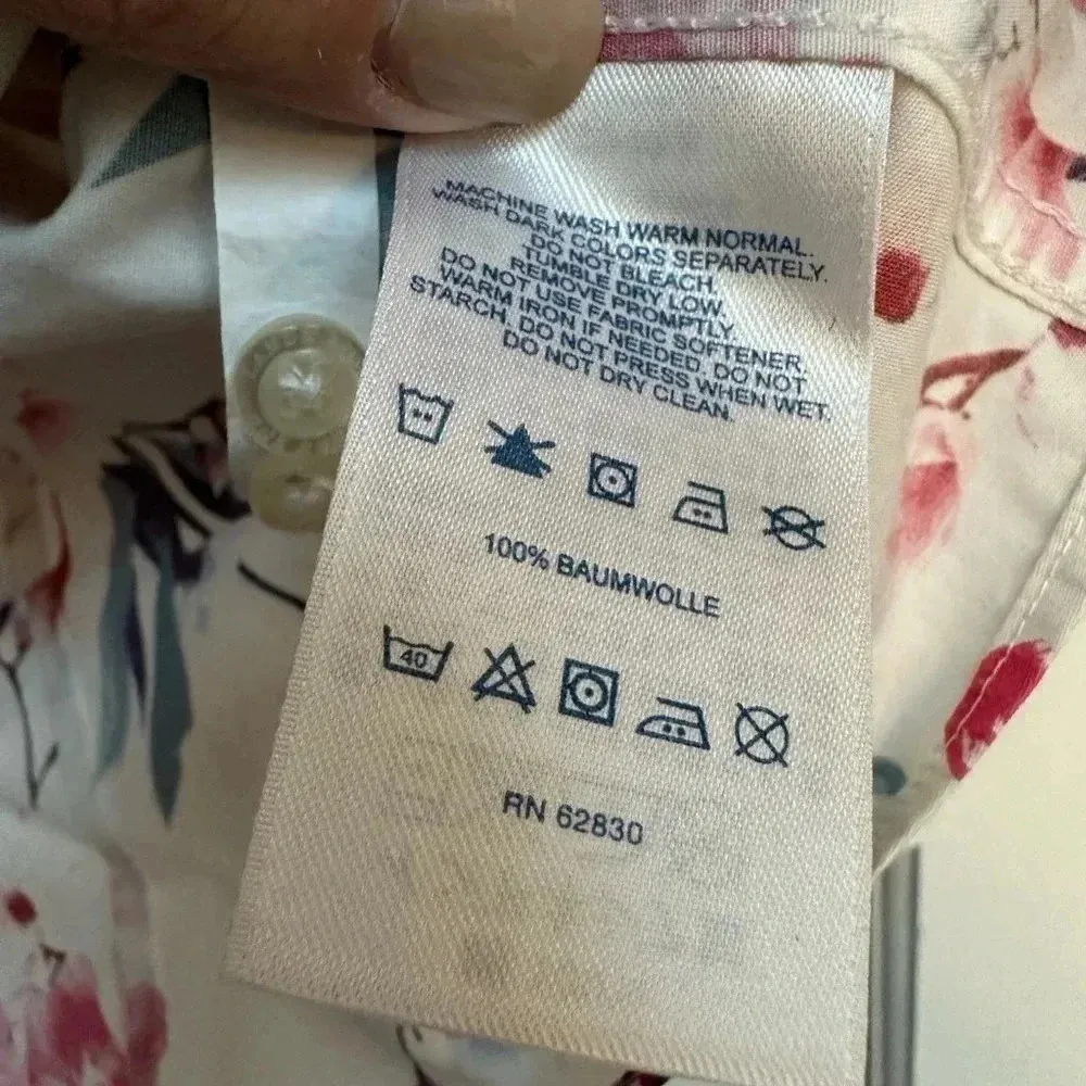 Lands’ End Marin Botanical Button Down Shirt No Iron Supima Floral Size 12P - Image 8