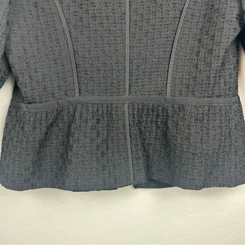 Ann Taylor LOFT black wool blend textured ruffled blazer jacket size 8 NEW - Image 14