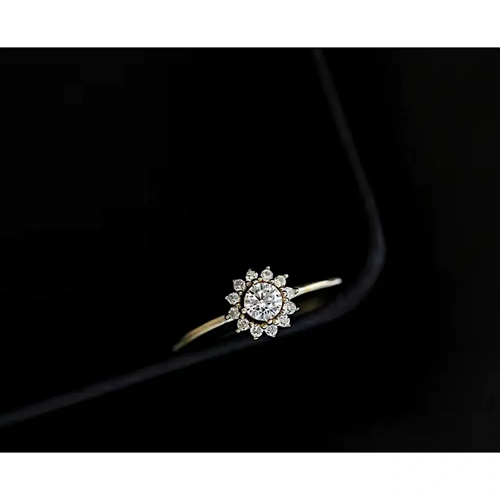 14k Gold‎ Filled Micro Simulated Diamond Sunflower Ring Size 7 - Image 4