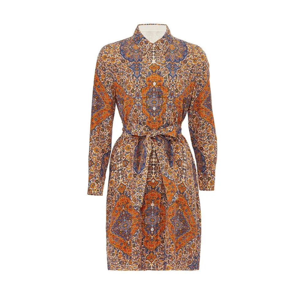 Tory Burch Soirée Silk Paisley Print Pleated Long Sleeve Shirt Dress Size 6 - Image 3