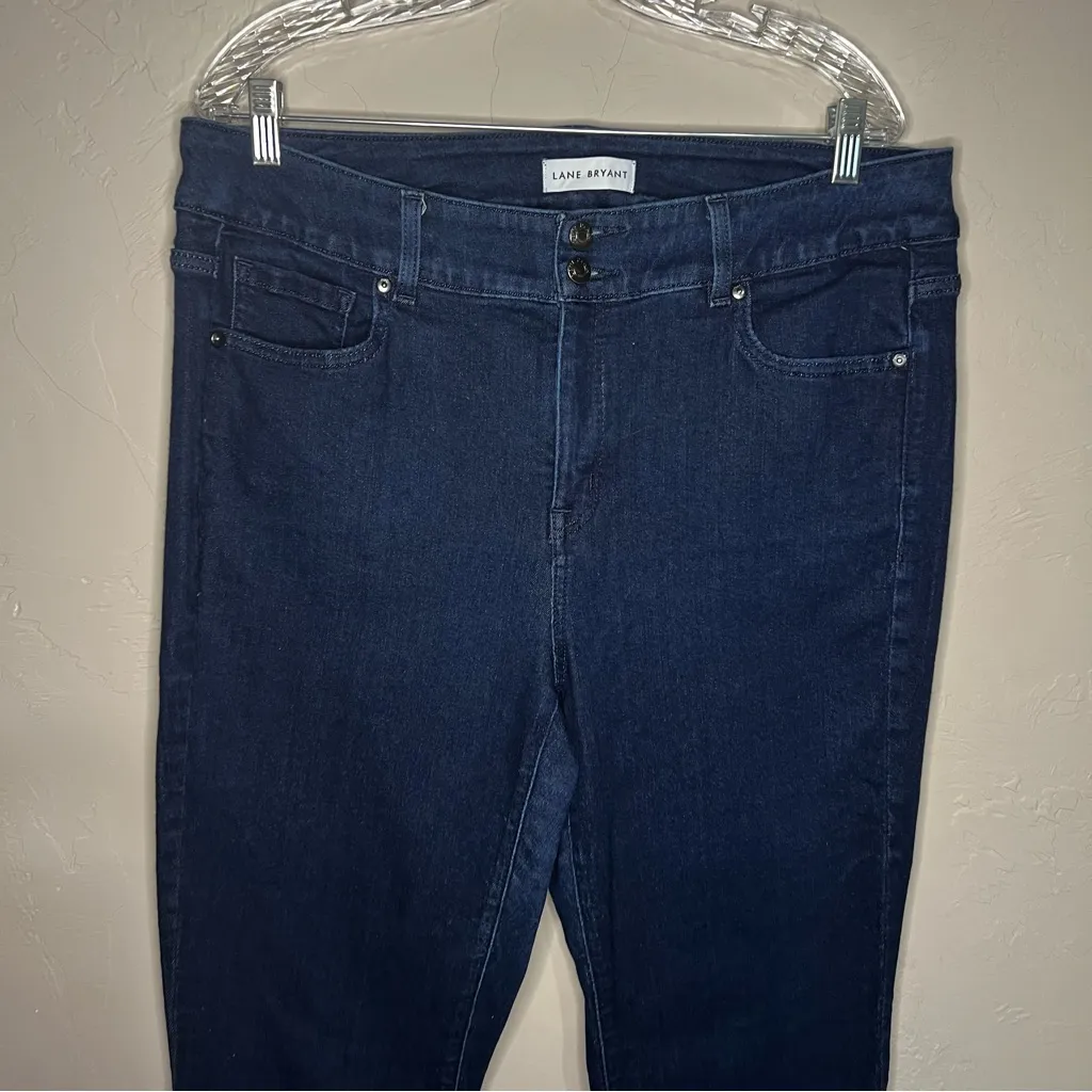 High Rise Boot Cut Tighter Tummy Dark Blue Long Tall Denim Jeans - Image 4
