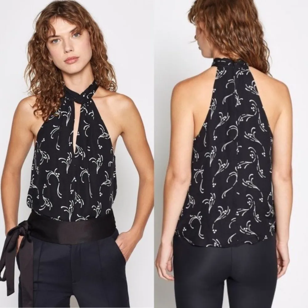 Joie Blouse Cedra Floral 100% Silk Halter Neck Sleeveless Top Size M New w/Tag - Image 2