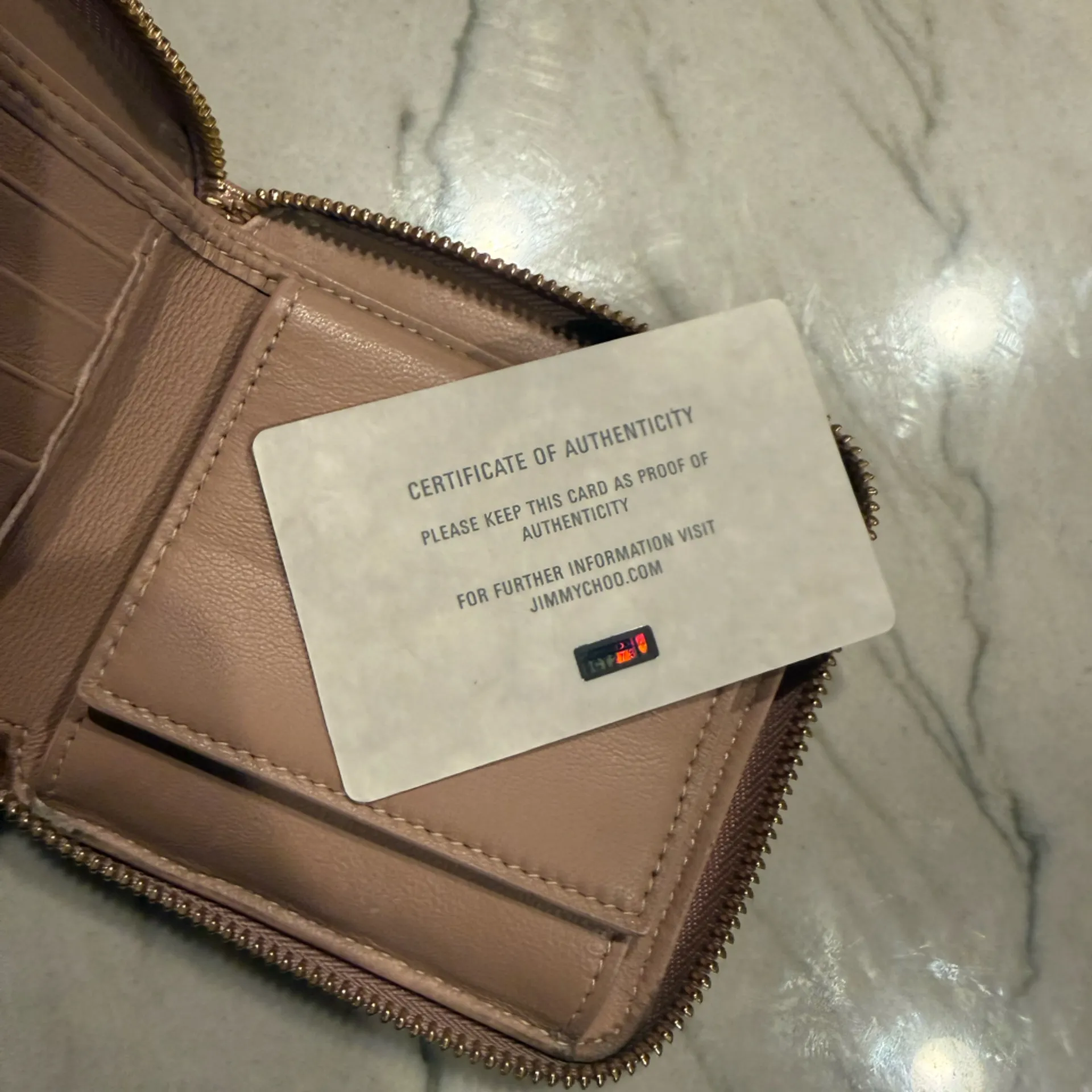 Jimmy Choo Star Studded Canvas Zippy Bifold Wallet
Pink - Image 15