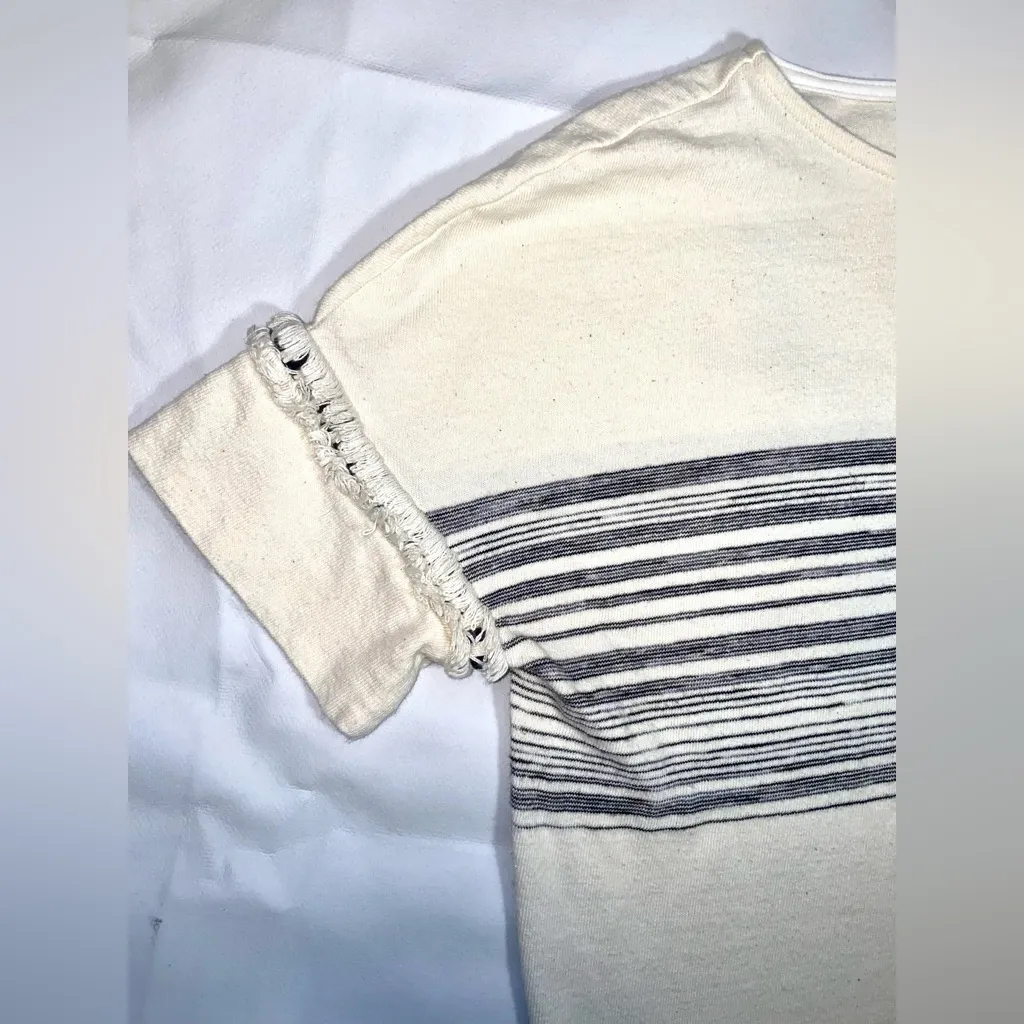 Eva Franco Anthropologie Nantucket Striped Top Womens Size XS Cream Boho Beach - Image 8